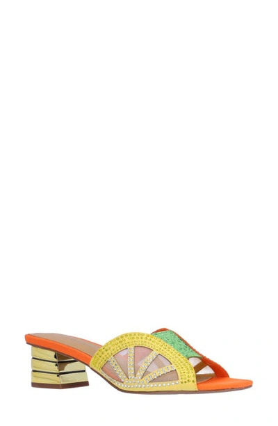 J. Reneé Lemon Block Heel Sandal In Lime/ Yellow/ Orange