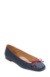 Jack Rogers Kenlyn Basket Weave Rattan Ballet Flat In Midnight/ Fire Red