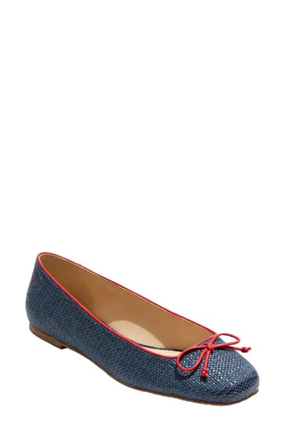 Jack Rogers Kenlyn Basket Weave Rattan Ballet Flat In Midnight/ Fire Red