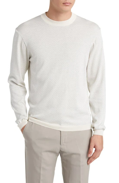 Jack Victor Bartholomew Geo Pattern Cotton & Silk Crewneck Sweater In Ecru