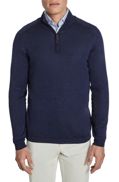 Jack Victor Braulio Quarter Zip Jumper In Navy