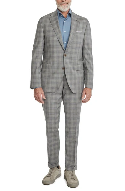 Jack Victor Esprit Deco Plaid Wool Suit In Light Grey