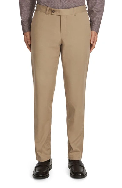 Jack Victor Palmer Stretch Cotton & Wool Pants In Tan