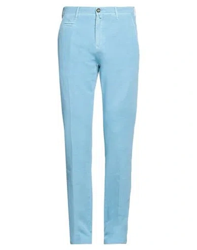 Jacob Cohёn Man Pants Azure Size 34 Cotton, Linen In Blue