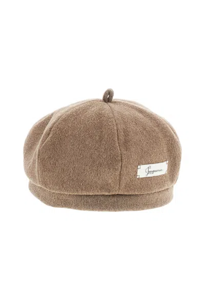 Jacquemus Beige Cavallo Wool Beret In Brown