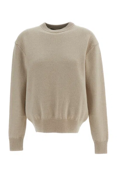 Jacquemus Beige La Maille Moulin Ribbed Merino Wool Crewneck Sweater In Neutral