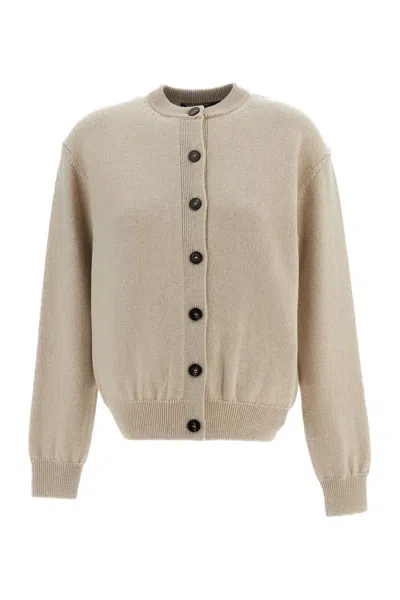 Jacquemus Beige Le Cardigan Moulin Ribbed Merino Wool Cardigan In Neutral