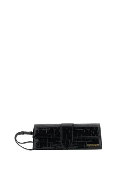 Jacquemus Black La Pochette Bambino Crocodile-embossed Leather Clutch