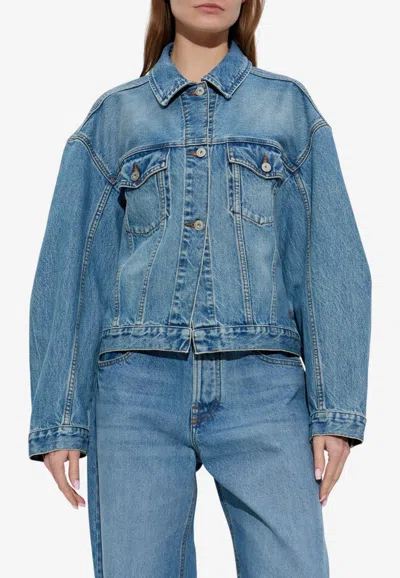 Jacquemus Buttoned Denim Jacket In Blue