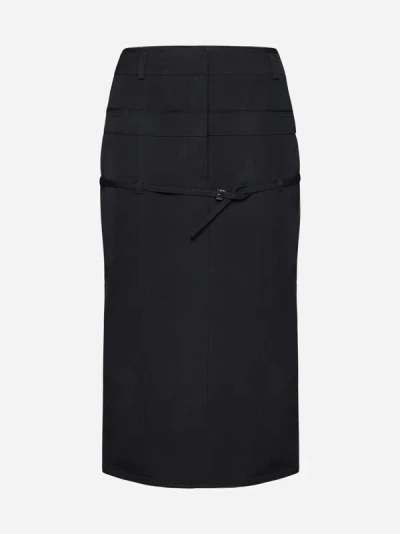 Jacquemus Caraco Wool Midi Skirt In Black