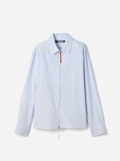 Jacquemus Chemise Flash Striped Shirt In Stripeblue