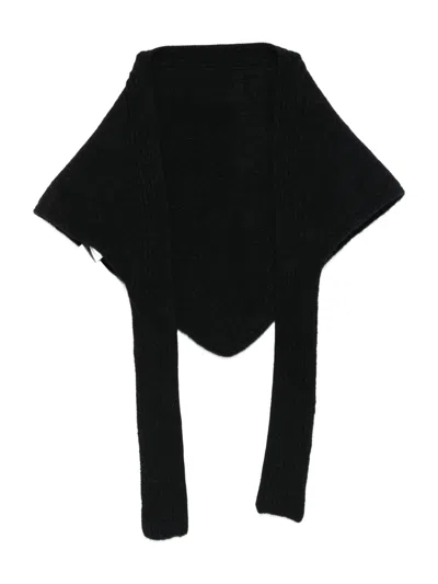 Jacquemus Cozy Ribbed Knit Scarf With Long Collar In Black