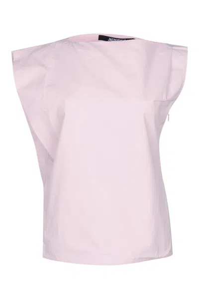 Jacquemus Draped Halter Mini Top In Pink