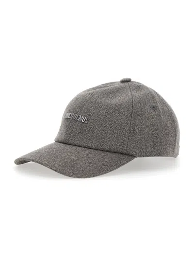 Jacquemus Jacquard Logo Lettering Baseball Cap In Cotton For Women In Grey