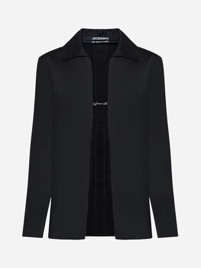 Jacquemus La Chemise Notte Satin Shirt In Black