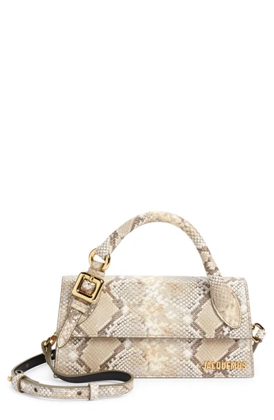 Jacquemus Le Chiquito Long Snake Embossed Leather Crossbody Bag In Beige 150