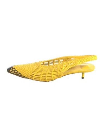 Pre-owned Jacquemus Leather Colorblock Pattern Slingback Flats In Yellow