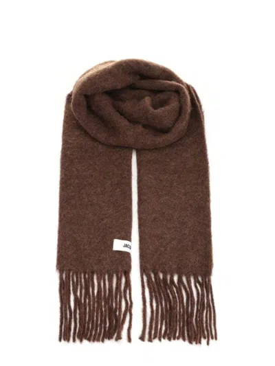 Jacquemus Oversized Fringe Scarf In Brown