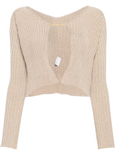 Jacquemus Pralu Lurex Cardigan In 金色