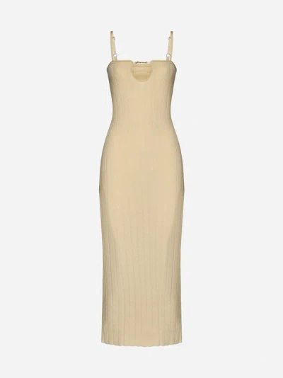 Jacquemus Sierra Knit Long Dress In Light Ivory
