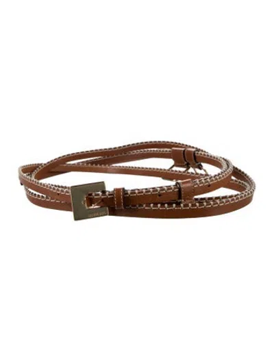 Pre-owned Jacquemus Skinny Leather Waist Belt In Brown
