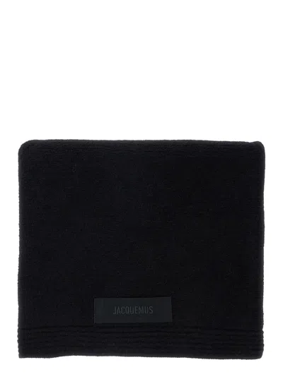 Jacquemus Soft Alpaca & Merino Wool Scarf In Black