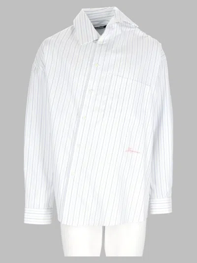 Jacquemus Square Striped Cotton Shirt For Men In White