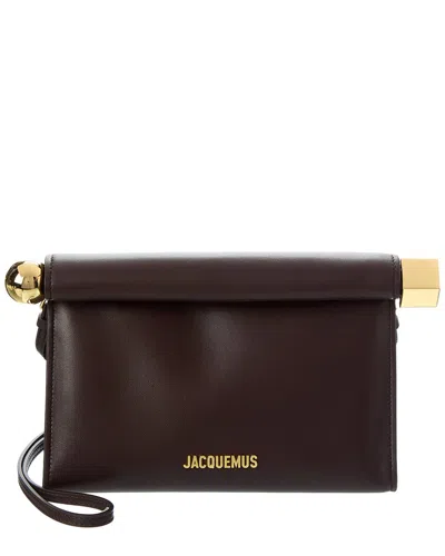 Jacquemus The Rond Carre Small Leather Clutch In Orange