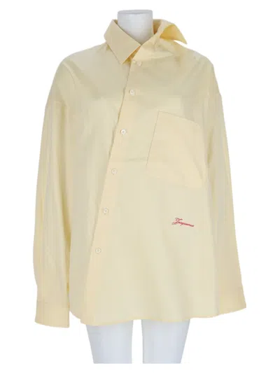 Jacquemus Yellow Asymmetrical Long-sleeved Cotton Shirt In Neutral