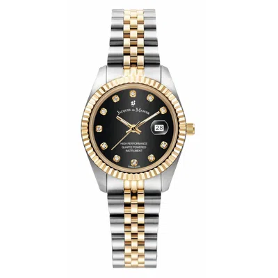 Jacques Du Manoir Gold / Silver  Ladies Inspiration Duotone Watch With Black Dial In Gold/silver