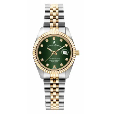 Jacques Du Manoir Gold / Silver  Ladies Inspiration Duotone Watch With Green Sunray Dial In Gold/silver