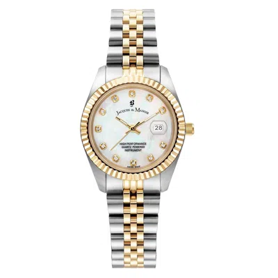 Jacques Du Manoir Gold / Silver  Ladies Inspiration Duotone Watch With White Mother Of Pearl Dial In Gold/silver