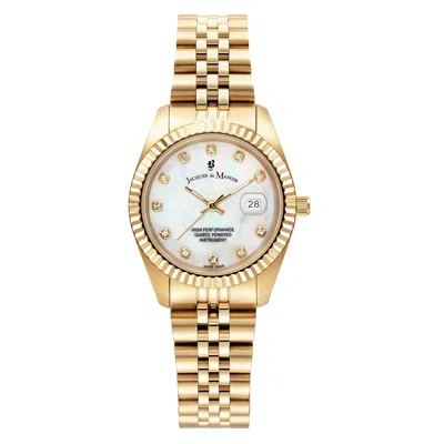 Jacques Du Manoir Ladies Inspiration Gold Coloured Watch With White Mother Of Pearl Dial