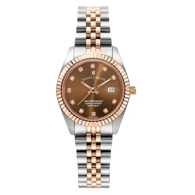 Jacques Du Manoir Rose Gold / Silver  Ladies Inspiration Rose Gold Tone & Stainless Steel Watch With  In Rose Gold/silver