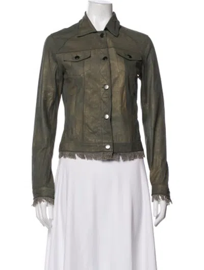 Pre-owned Jakett Leather Jacket In Green