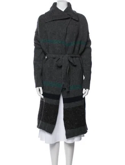 Pre-owned James Perse Wool Striped Coat In Grey