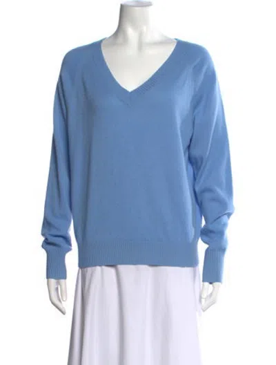 Pre-owned Jamie Haller Cashmere V-neck Sweater In Blue