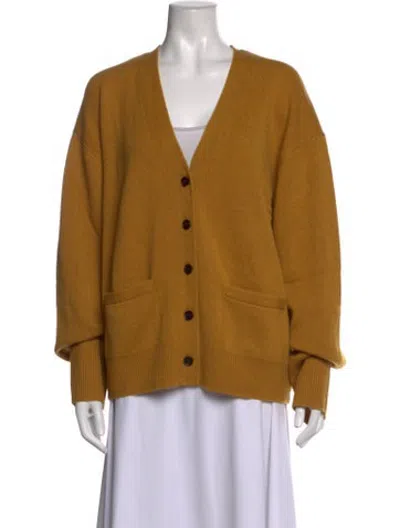 Pre-owned Jamie Haller Cashmere V-neck Sweater In Yellow