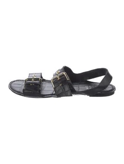 Pre-owned Jamie Haller Leather Animal Print Sandals In Brown