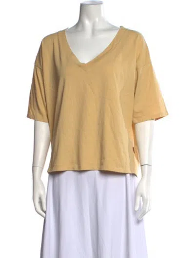 Pre-owned Jamie Haller V-neck Short Sleeve T-shirt In Yellow