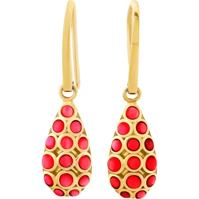 Jan Leslie Bubble Teardrop Gold Vermeil Sterling Earrings In Red