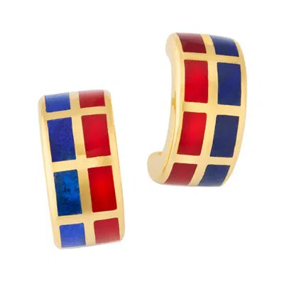 Jan Leslie Dash Huggie Earring Set In Sterling With 18k Gold Overlay