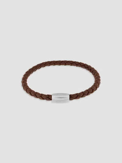 Jan Leslie Men's Magnet Clasp Leather Bracelet In Brown