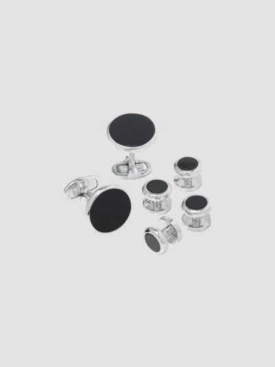 Jan Leslie Men's Sterling Silver & Onyx Cufflinks Set In Onyx Silver