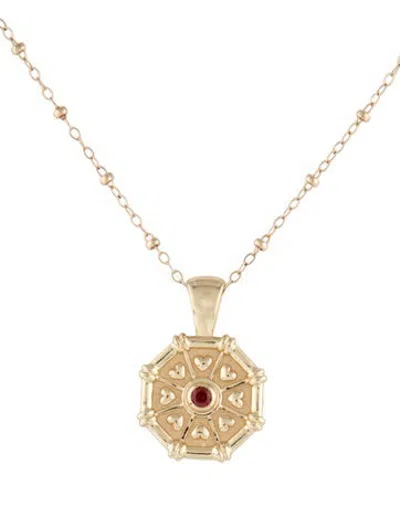Pre-owned Jane Win Stone Lucky Octagon Birthstone Pendant Chain Necklace, 18" In Multicolor
