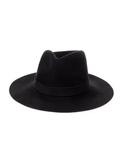 Pre-owned Janessa Leone Wool Fedora In Black