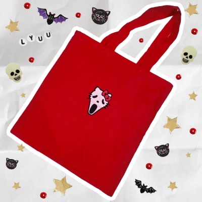 Pre-owned Japanese Brand Scream Hello Kitty Red Tote Bag - Sanrio X Horror Ghostface