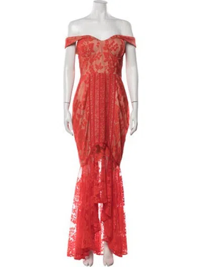 Pre-owned Jarlo Floral Print Long Dress In Orange/red