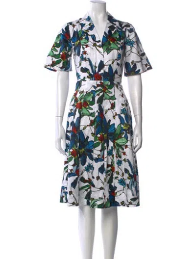 Pre-owned Jason Wu Collection Floral Print Knee-length Dress In White