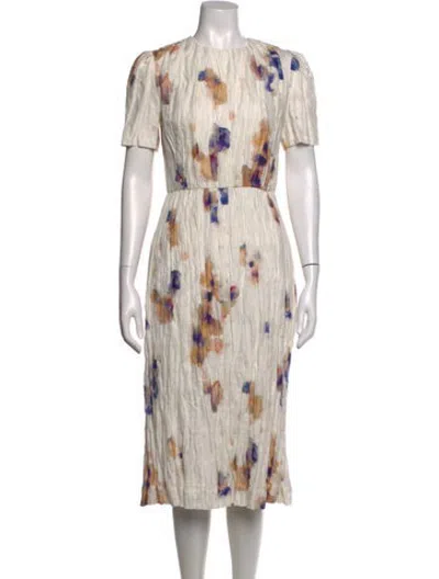 Pre-owned Jason Wu Collection Floral Print Midi Length Dress In Neutrals